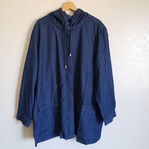 Woman Within Lightweight Hooded Denim Jacket Full Zip Blue Size Women's 2X Plus